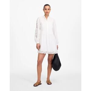 Madewell Pintucked Eyelet Mini Dress White XS NWT Clean Girl Quiet Luxury
